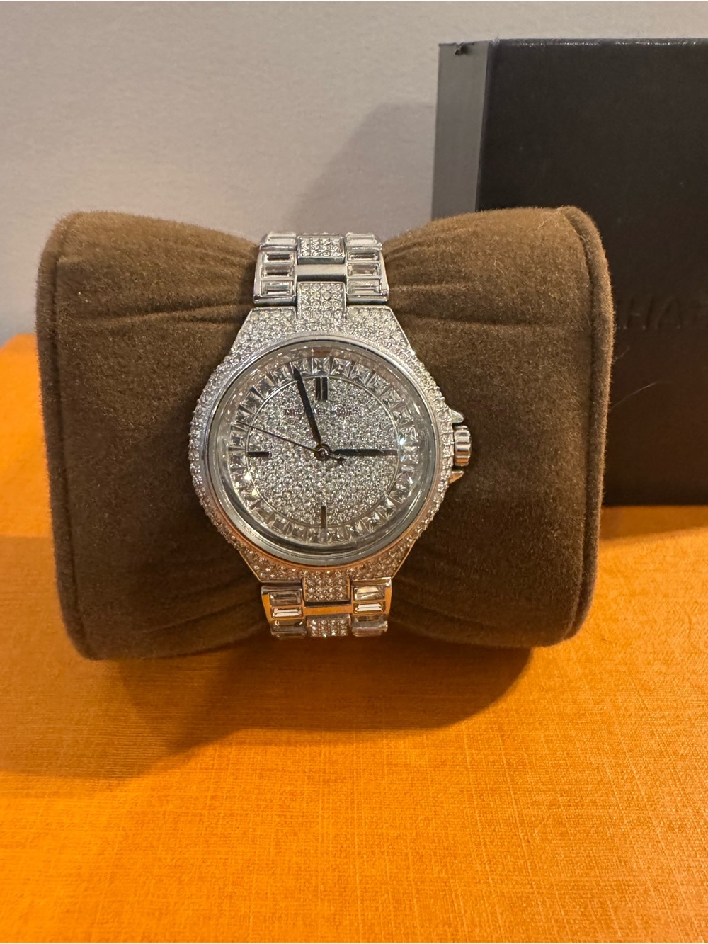 Michael Kors Camille MK5869 Silver Crystal Pavé Statement Watch 43mm